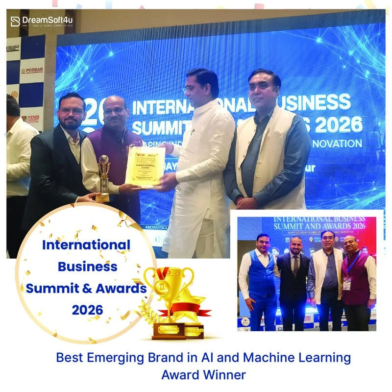 Sanjeev Agrawal accepting the Best Emerging Brand in AI and Machine Learning award at the International Business Summit and Awards 2026